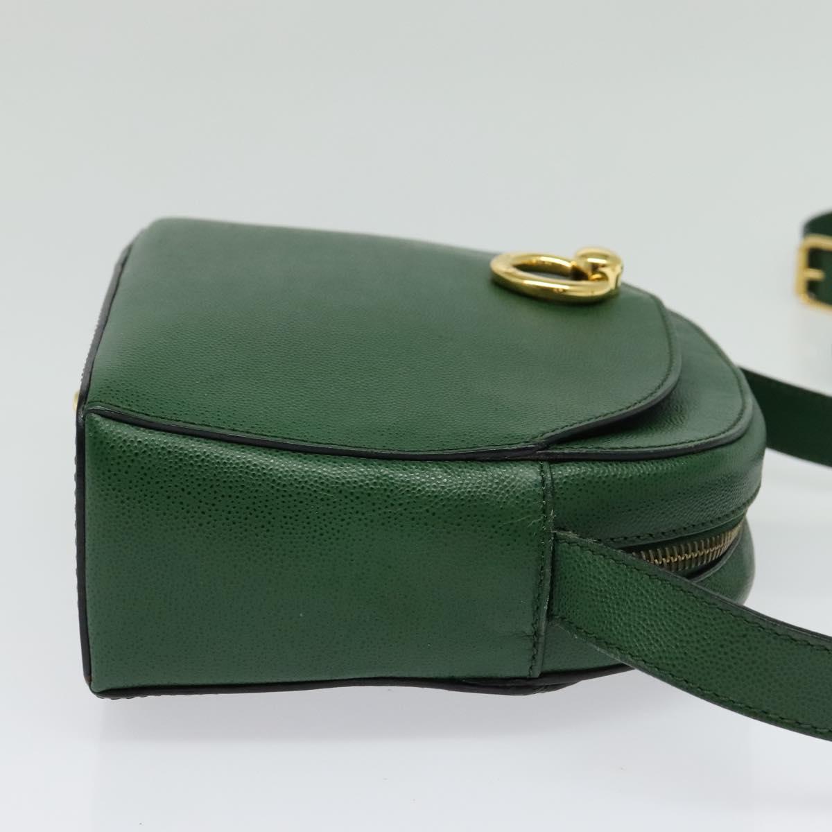 CELINE Shoulder Bag Leather Green Gold Auth 137184