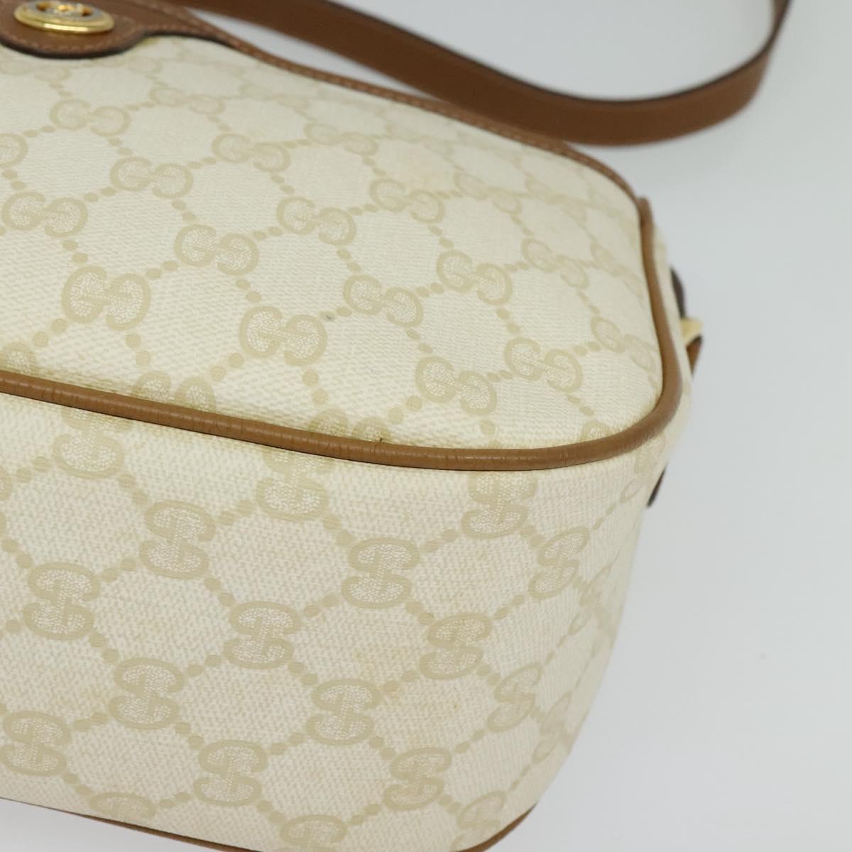 GUCCI GG Supreme Shoulder Bag PVC White Gold 89 02 077 Auth 137208