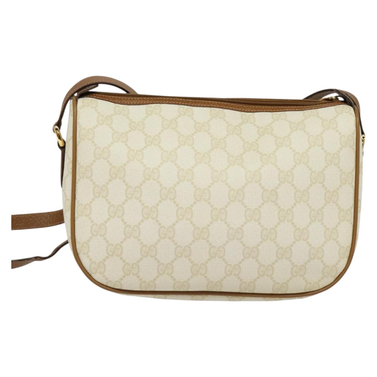 GUCCI GG Supreme Shoulder Bag PVC White Gold 89 02 077 Auth 137208