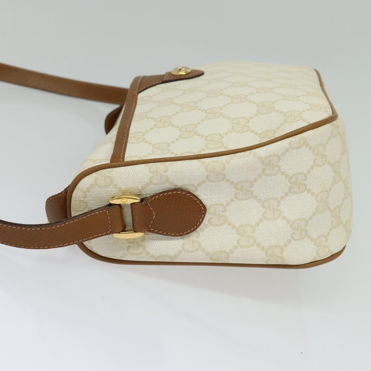 GUCCI GG Supreme Shoulder Bag PVC White Gold 89 02 077 Auth 137208
