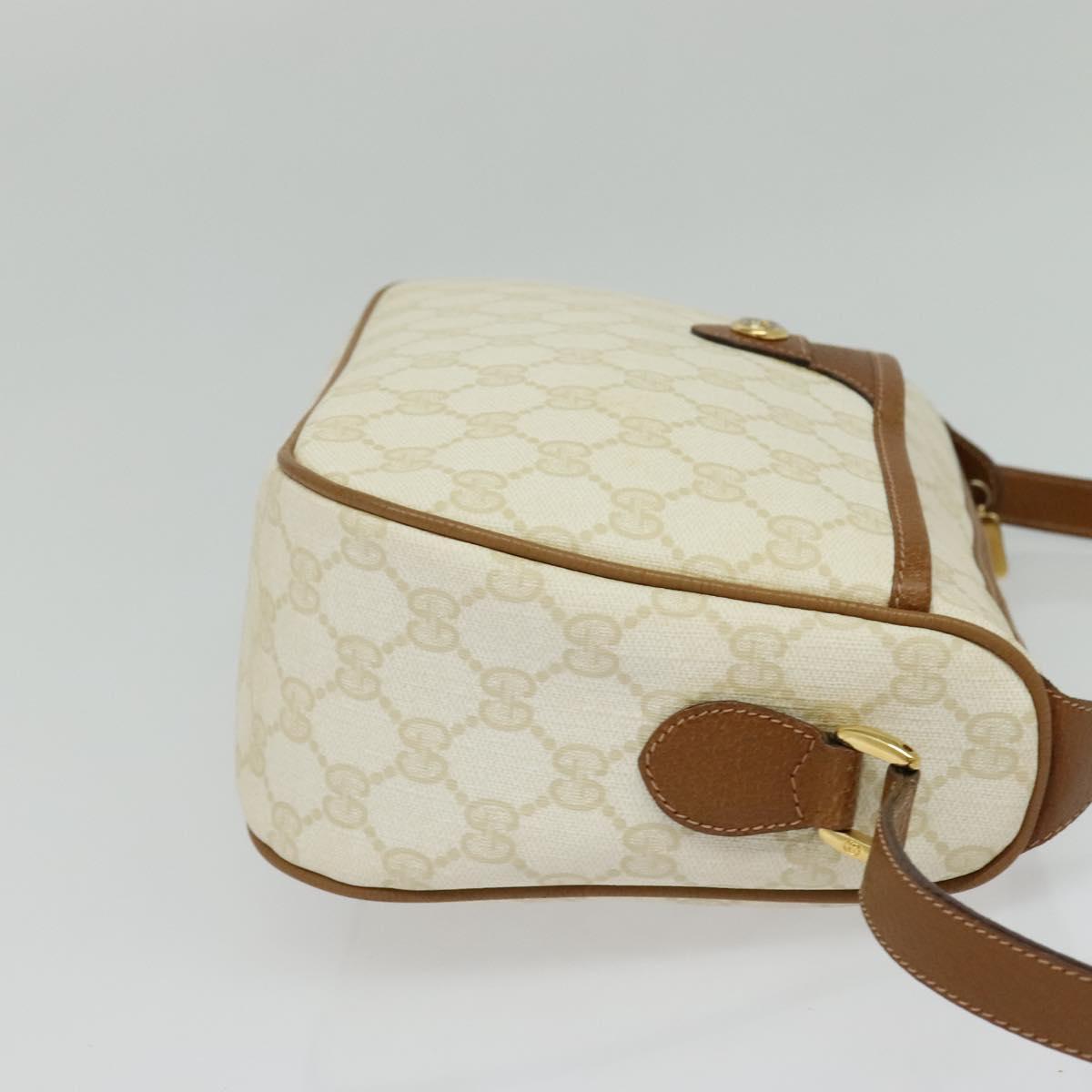 GUCCI GG Supreme Shoulder Bag PVC White Gold 89 02 077 Auth 137208