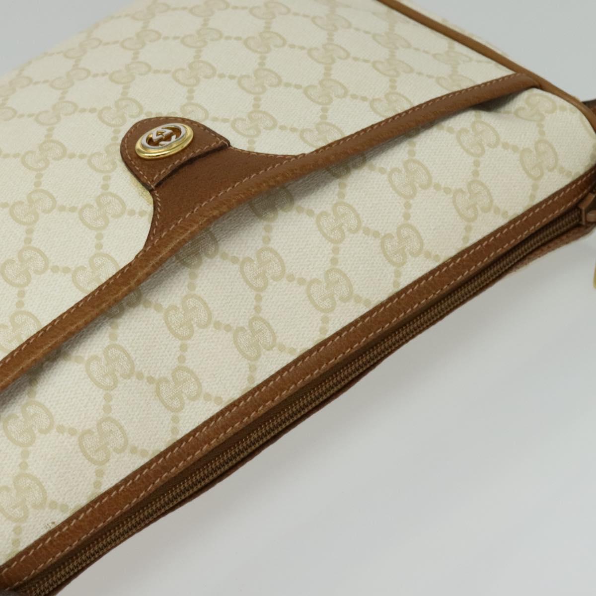 GUCCI GG Supreme Shoulder Bag PVC White Gold 89 02 077 Auth 137208