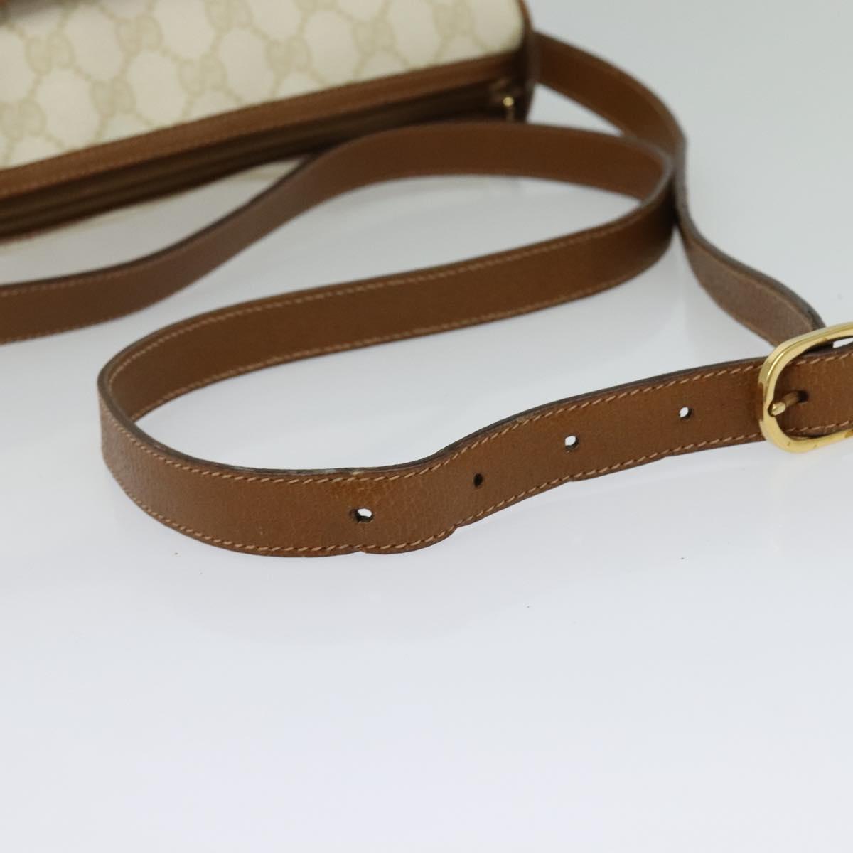 GUCCI GG Supreme Shoulder Bag PVC White Gold 89 02 077 Auth 137208