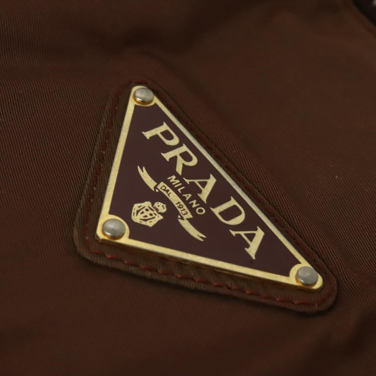 PRADA Chain Tote Bag Nylon Gold Brown Auth 137212