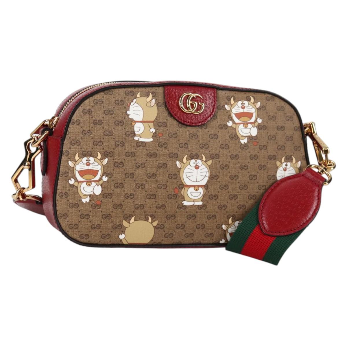 GUCCI Micro GG Supreme Doraemon Collaboration Bag PVC Beige 574886 Auth 137235M