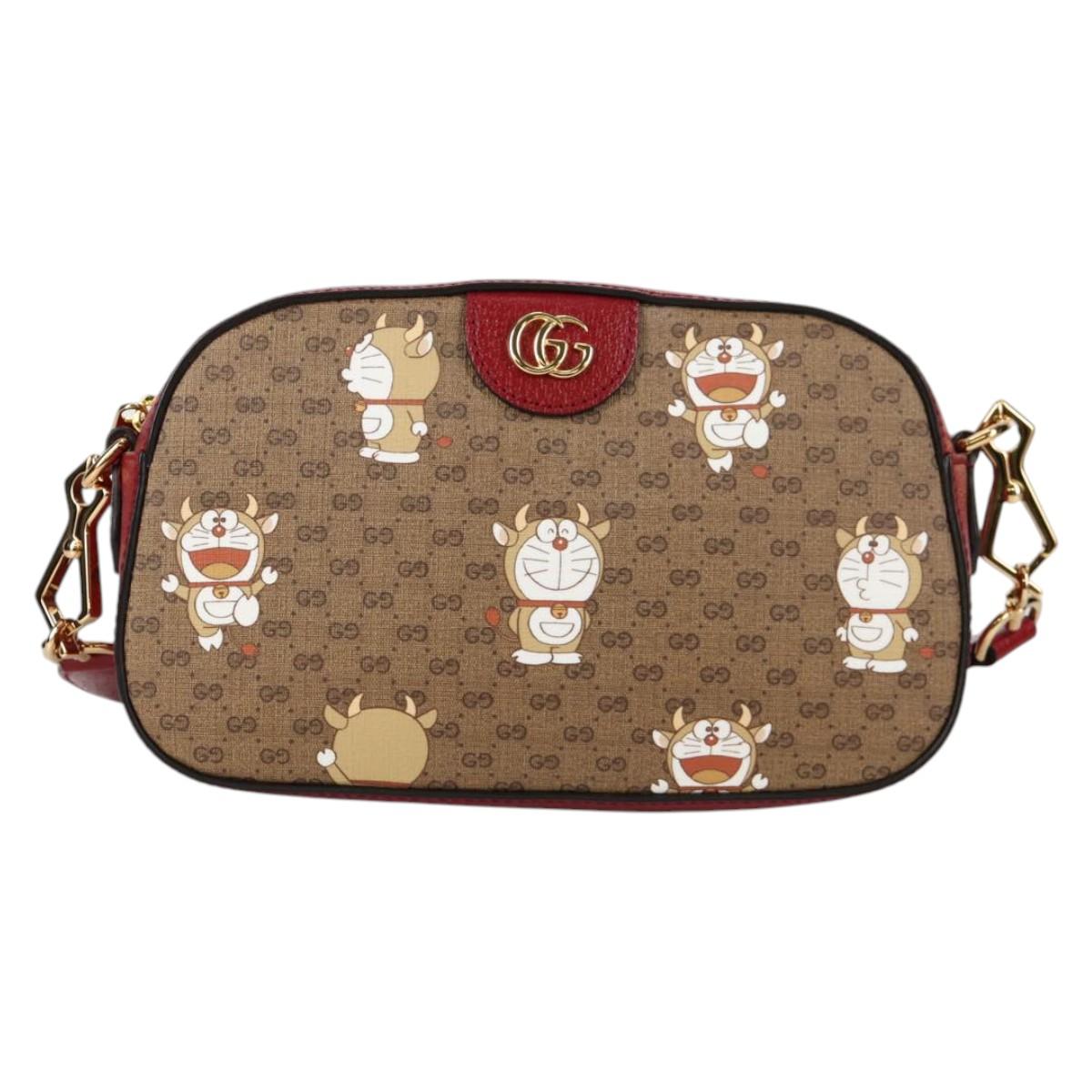 GUCCI Micro GG Supreme Doraemon Collaboration Bag PVC Beige 574886 Auth 137235M
