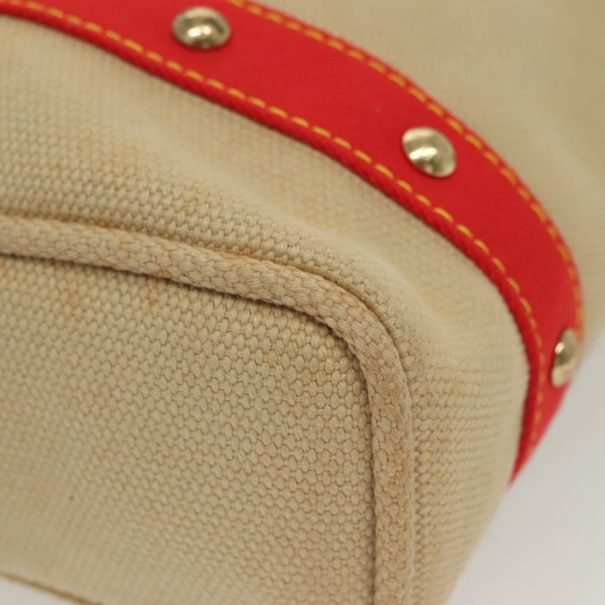 LOUIS VUITTON Antigua Cabas MM Tote Bag Beige Red M40035 LV Auth 137279