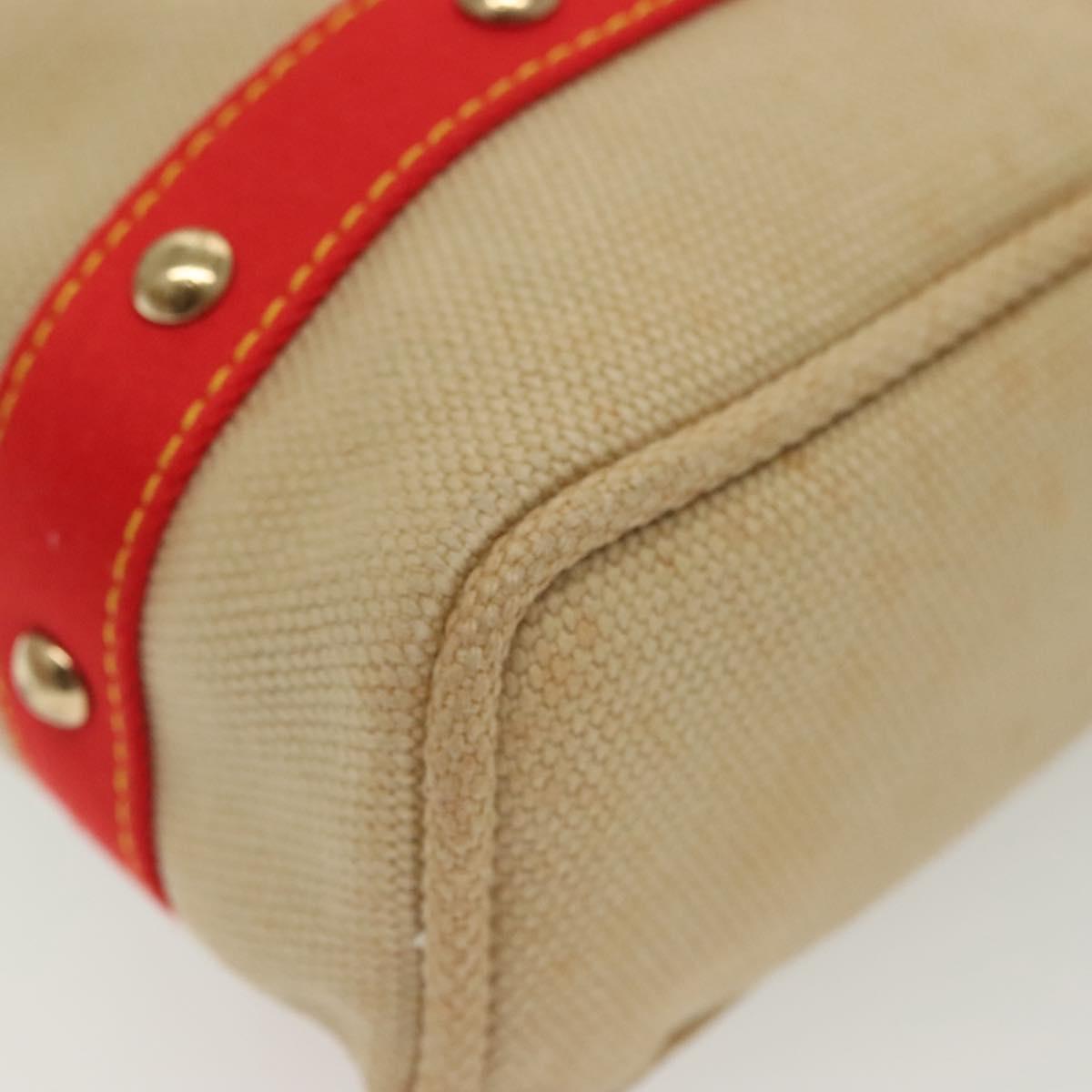 LOUIS VUITTON Antigua Cabas MM Tote Bag Beige Red M40035 LV Auth 137279