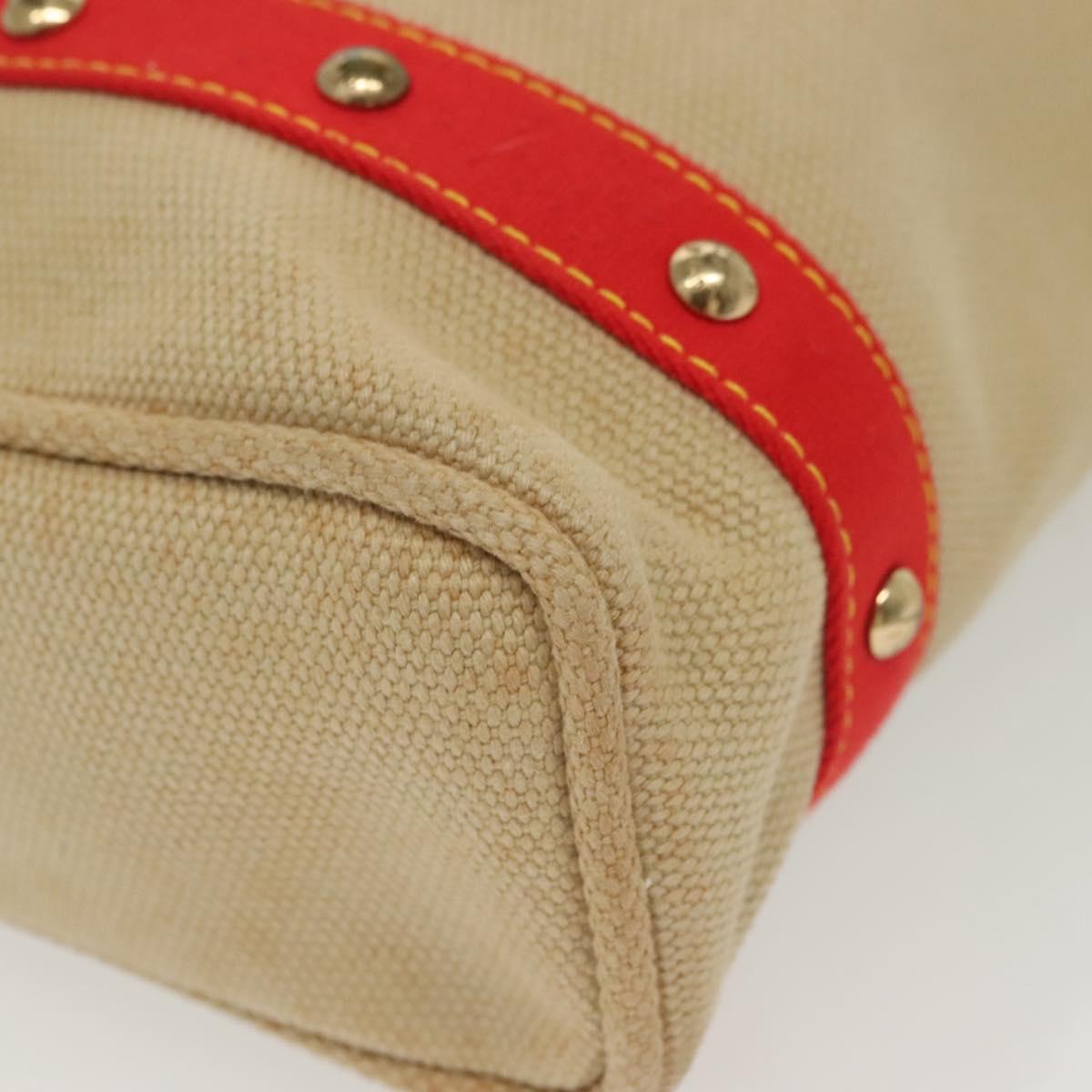 LOUIS VUITTON Antigua Cabas MM Tote Bag Beige Red M40035 LV Auth 137279
