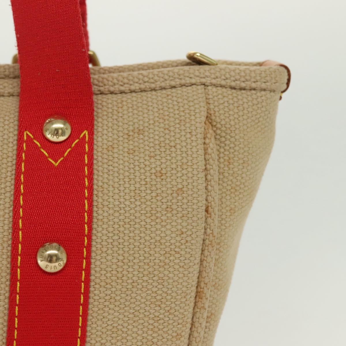 LOUIS VUITTON Antigua Cabas MM Tote Bag Beige Red M40035 LV Auth 137279