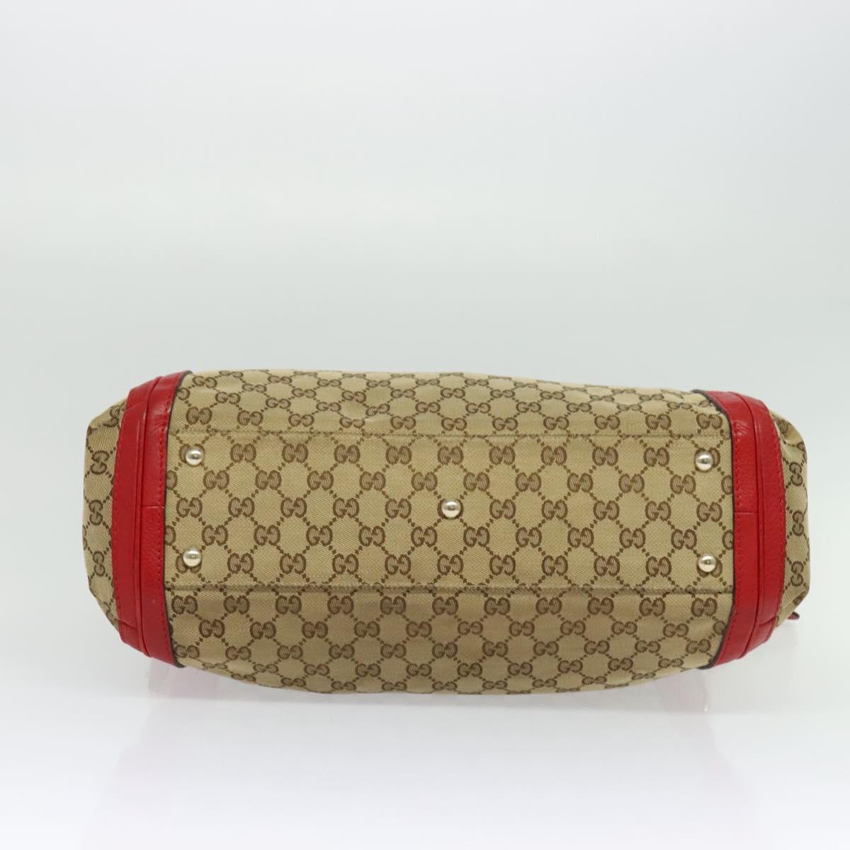 GUCCI GG Canvas Tote Bag 2way Beige Gold 269946 Auth 137280