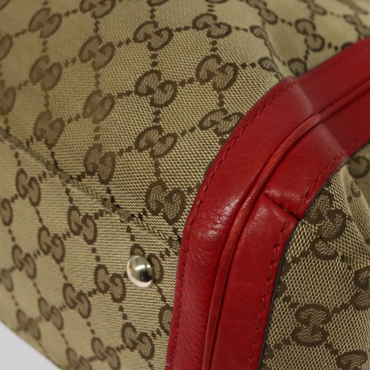 GUCCI GG Canvas Tote Bag 2way Beige Gold 269946 Auth 137280