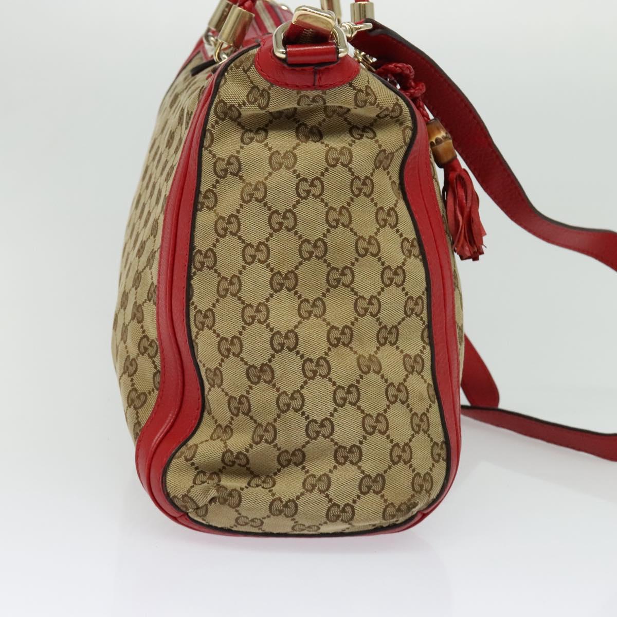 GUCCI GG Canvas Tote Bag 2way Beige Gold 269946 Auth 137280
