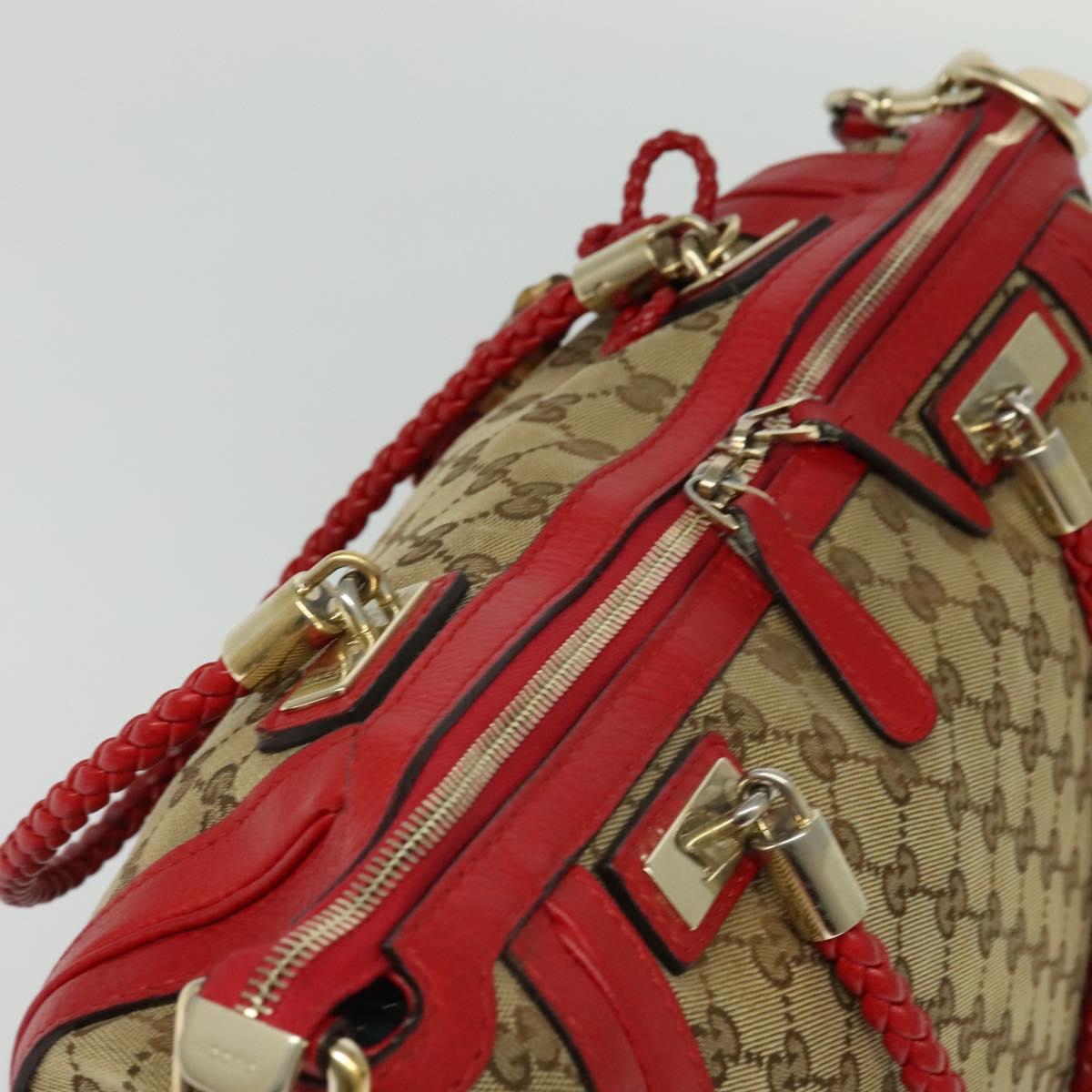 GUCCI GG Canvas Tote Bag 2way Beige Gold 269946 Auth 137280