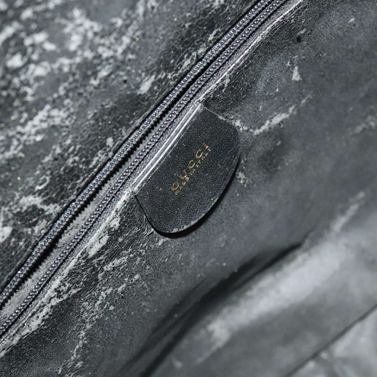 GUCCI Bamboo Hand Bag Leather 2way Black Gold 001 1781 1577 0 Auth 137281