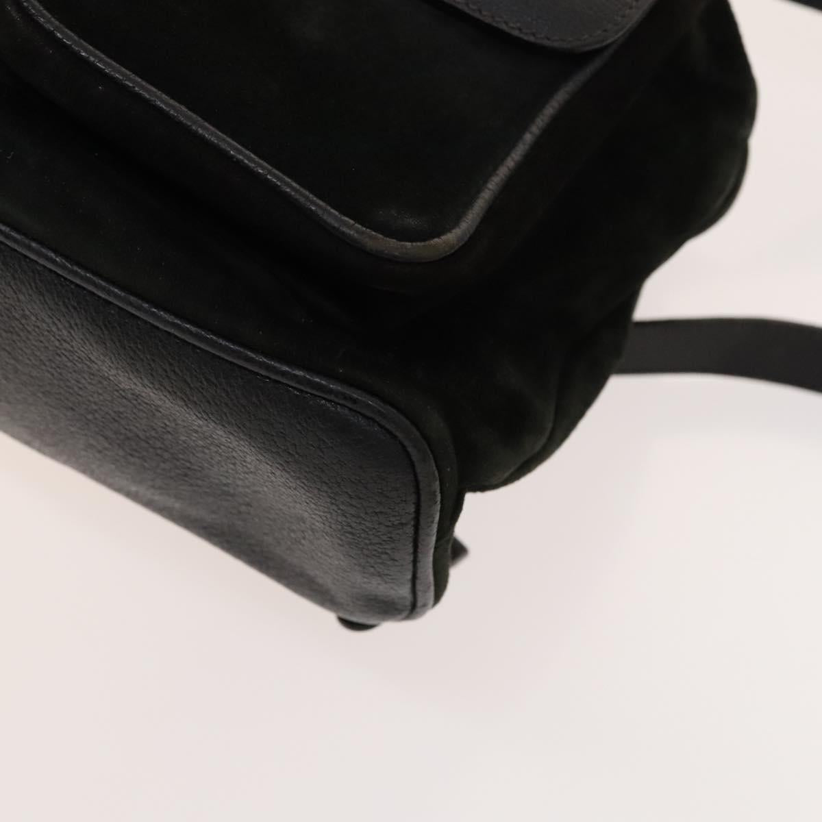 GUCCI Bamboo Backpack Suede Black Gold 003 2058 0016 Auth 137283