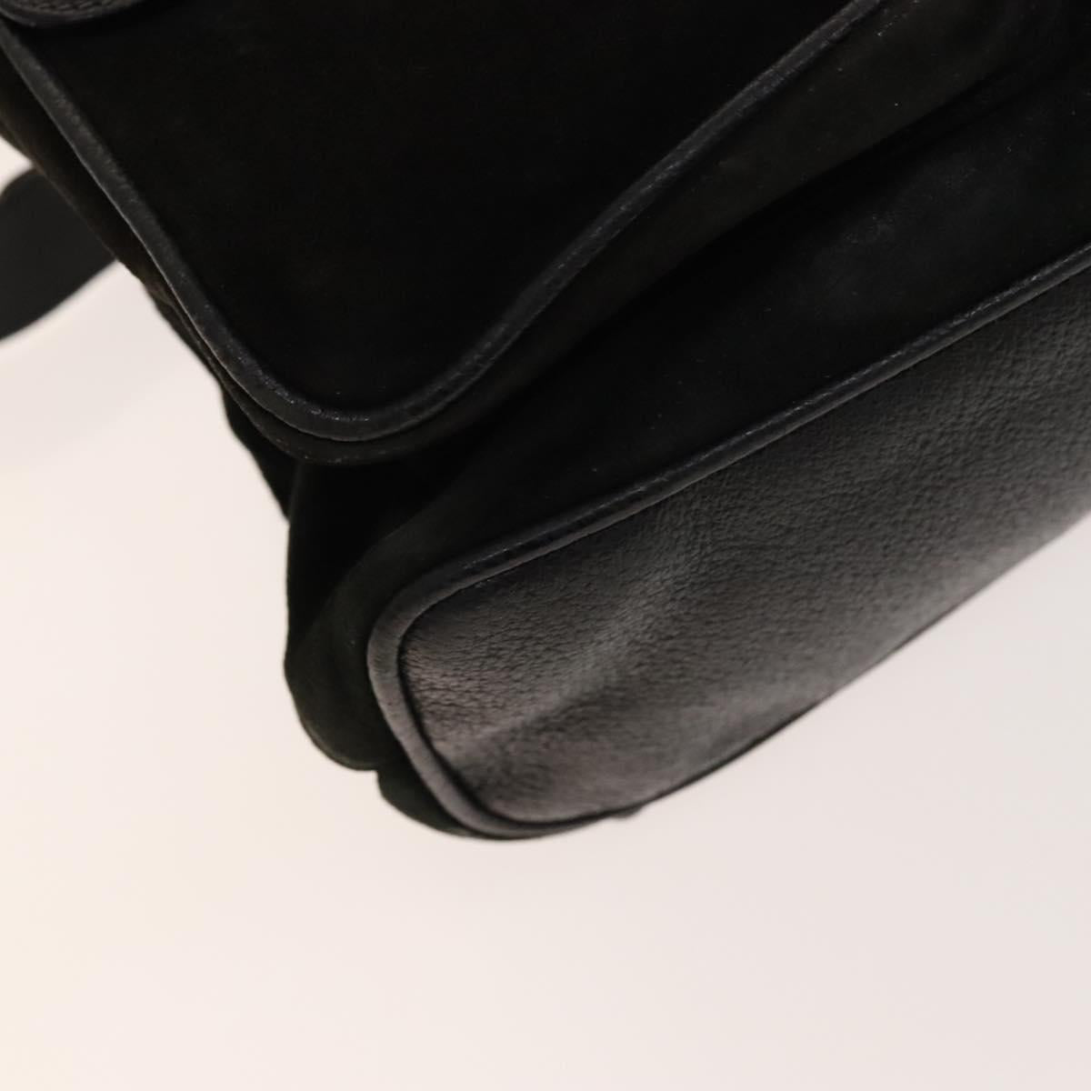 GUCCI Bamboo Backpack Suede Black Gold 003 2058 0016 Auth 137283
