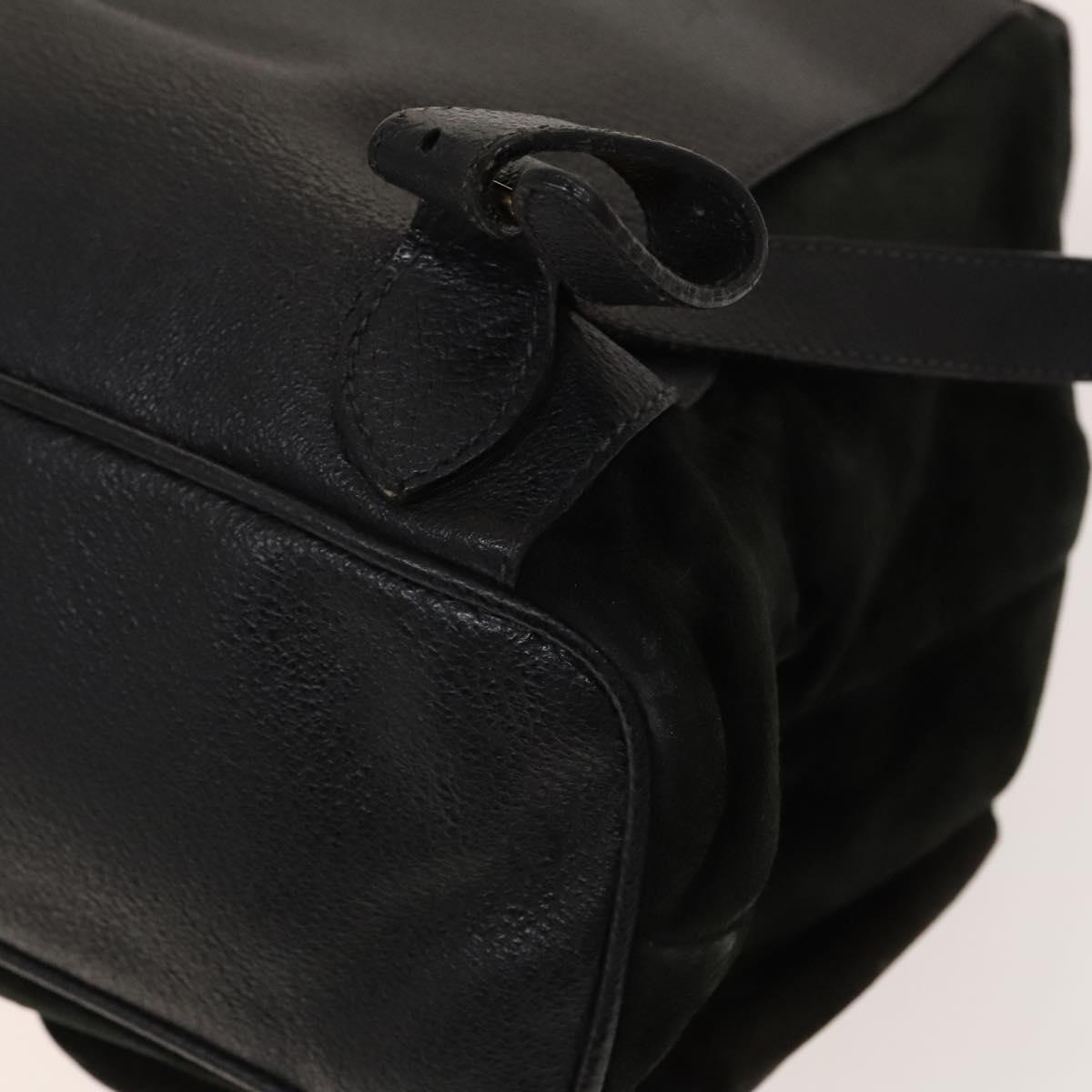 GUCCI Bamboo Backpack Suede Black Gold 003 2058 0016 Auth 137283