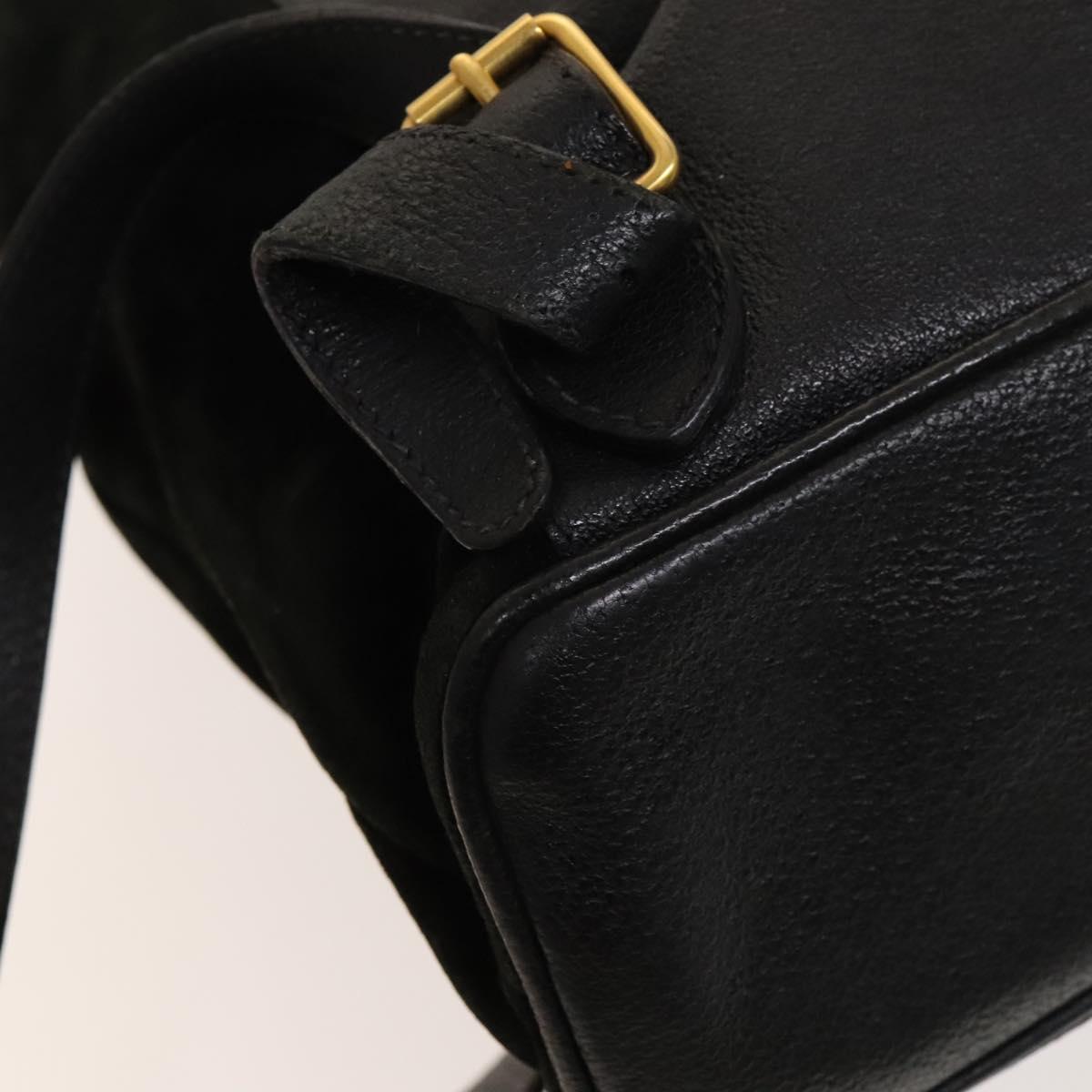 GUCCI Bamboo Backpack Suede Black Gold 003 2058 0016 Auth 137283