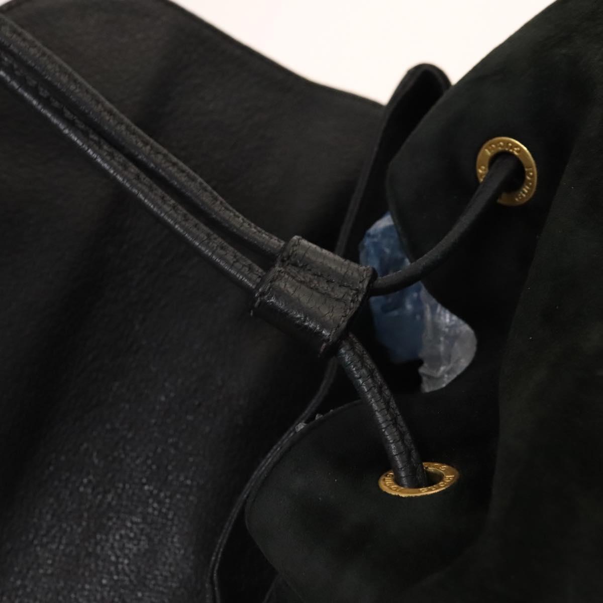 GUCCI Bamboo Backpack Suede Black Gold 003 2058 0016 Auth 137283