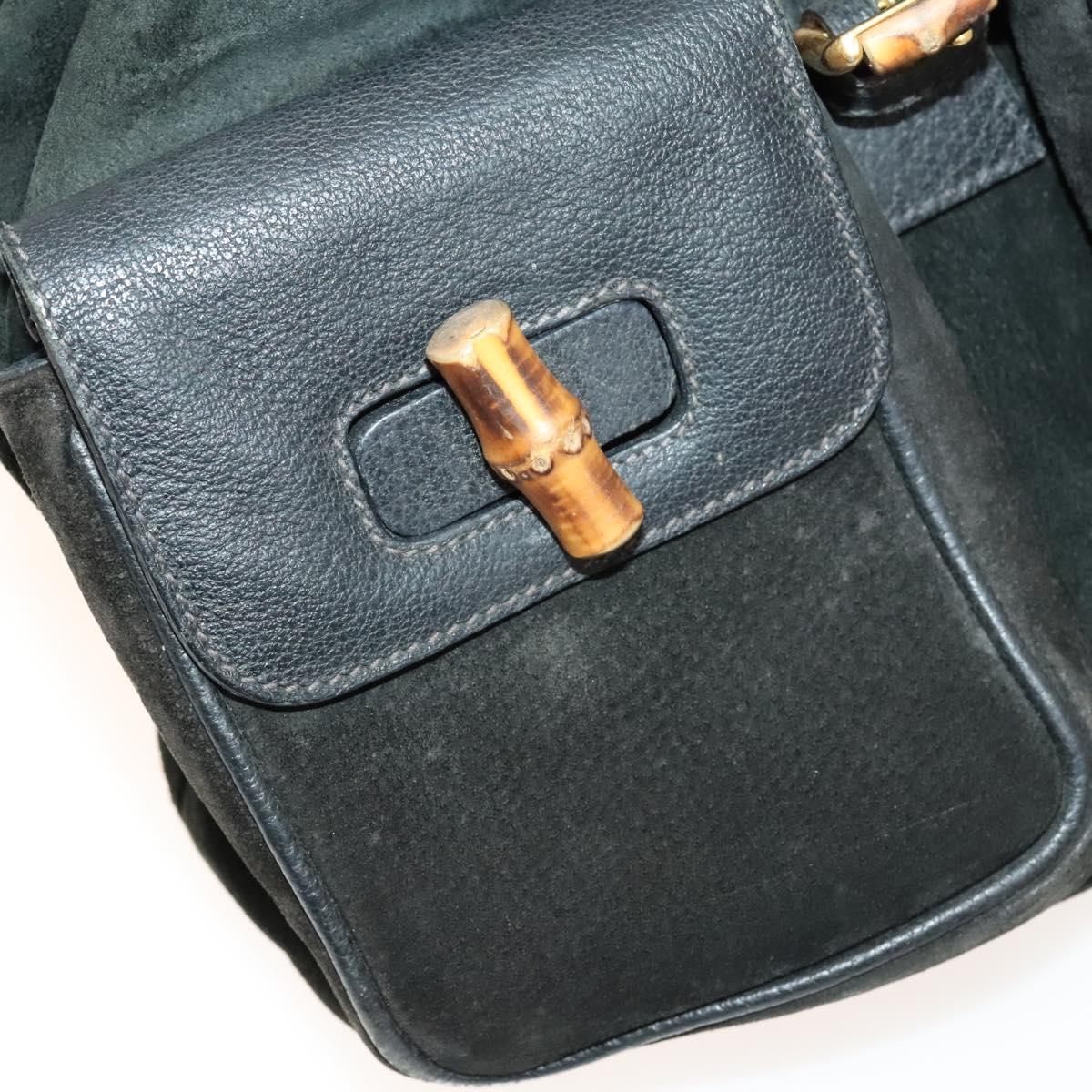 GUCCI Bamboo Backpack Suede Black Gold 003 2058 0016 Auth 137283