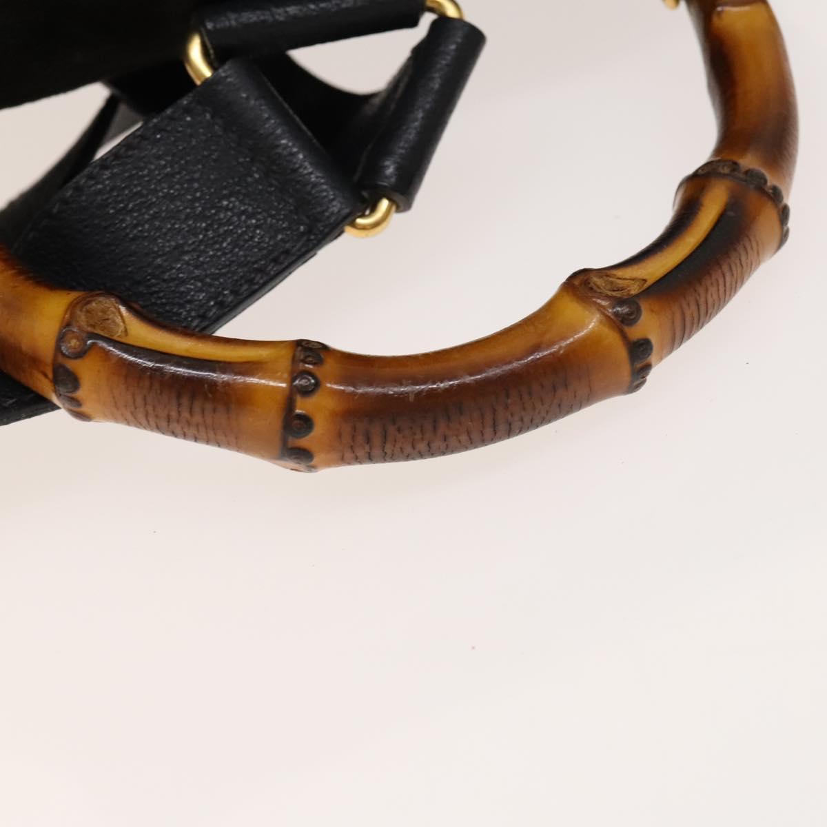 GUCCI Bamboo Backpack Suede Black Gold 003 2058 0016 Auth 137283