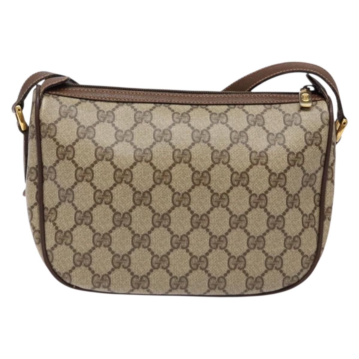 GUCCI GG Supreme Web Sherry Line Bag PVC Beige Gold 89 02 032 Auth 137285