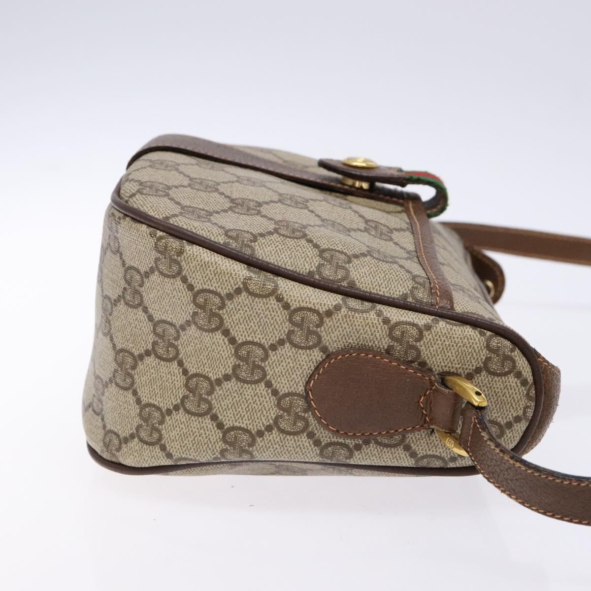 GUCCI GG Supreme Web Sherry Line Bag PVC Beige Gold 89 02 032 Auth 137285