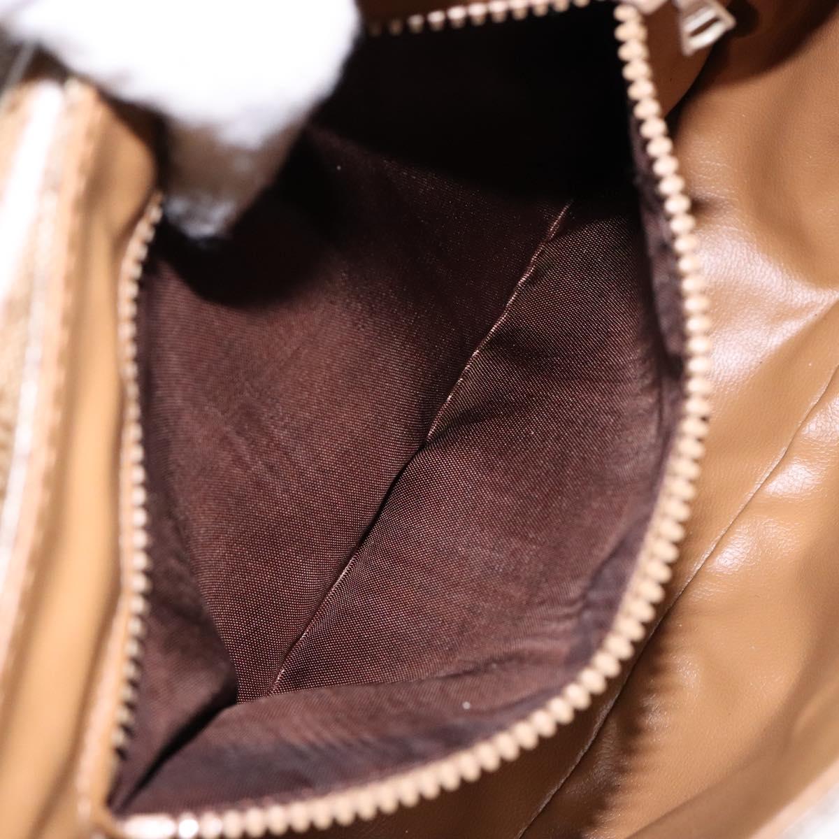 CELINE Macadam Canvas Shoulder Bag PVC Beige Gold Auth 137286