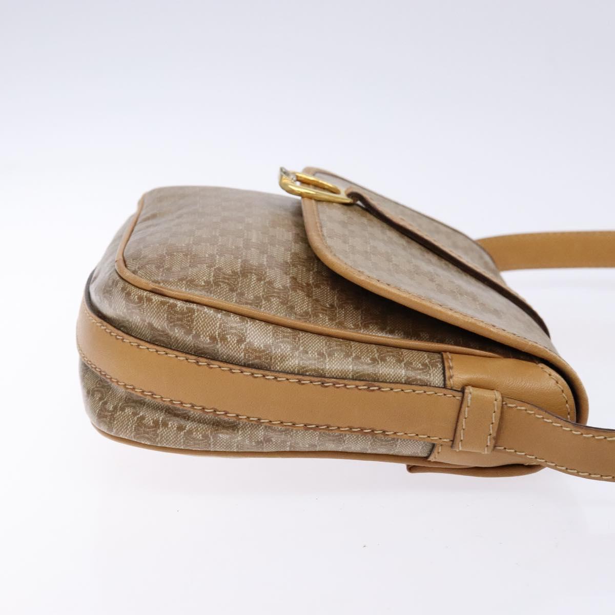 CELINE Macadam Canvas Shoulder Bag PVC Beige Gold Auth 137286