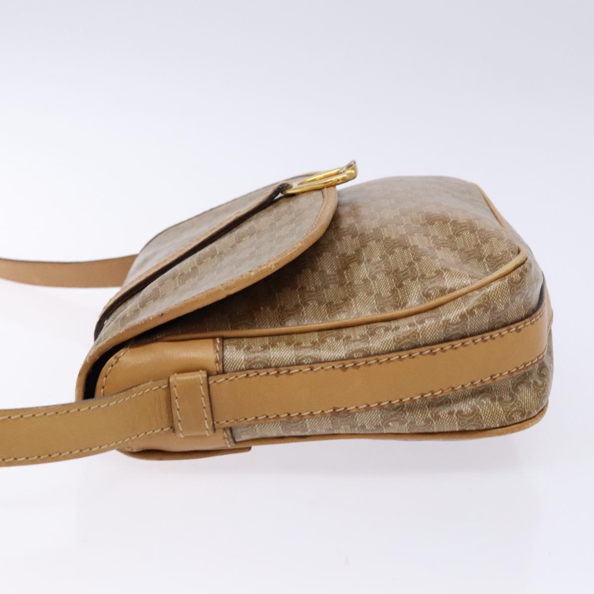 CELINE Macadam Canvas Shoulder Bag PVC Beige Gold Auth 137286