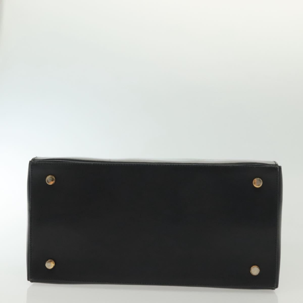 Salvatore Ferragamo Gancini Hand Bag Leather Black Gold Auth 137288