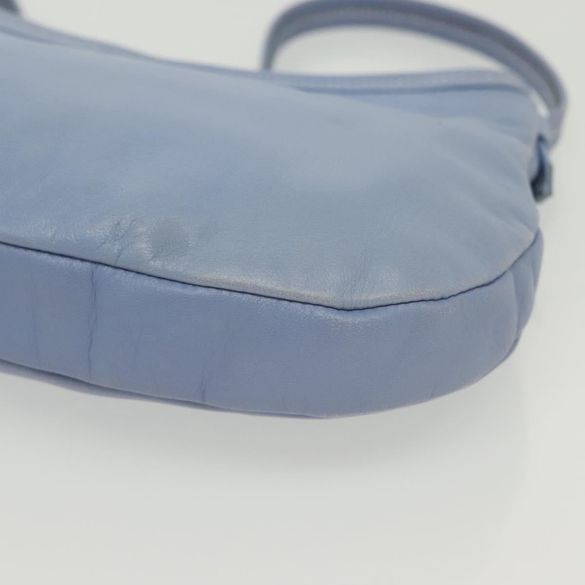 Salvatore Ferragamo Vala Shoulder Bag Leather Light Blue Silver Auth 137289