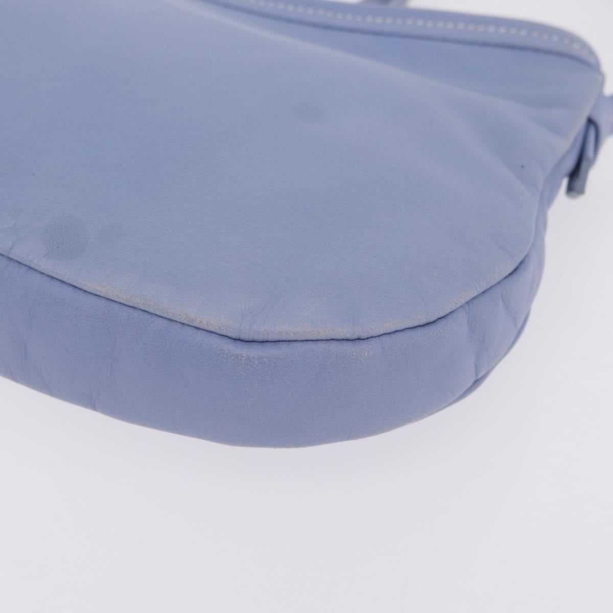 Salvatore Ferragamo Vala Shoulder Bag Leather Light Blue Silver Auth 137289
