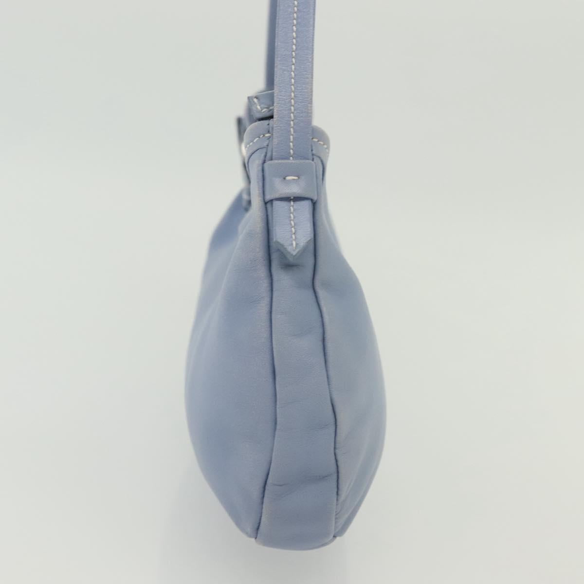 Salvatore Ferragamo Vala Shoulder Bag Leather Light Blue Silver Auth 137289