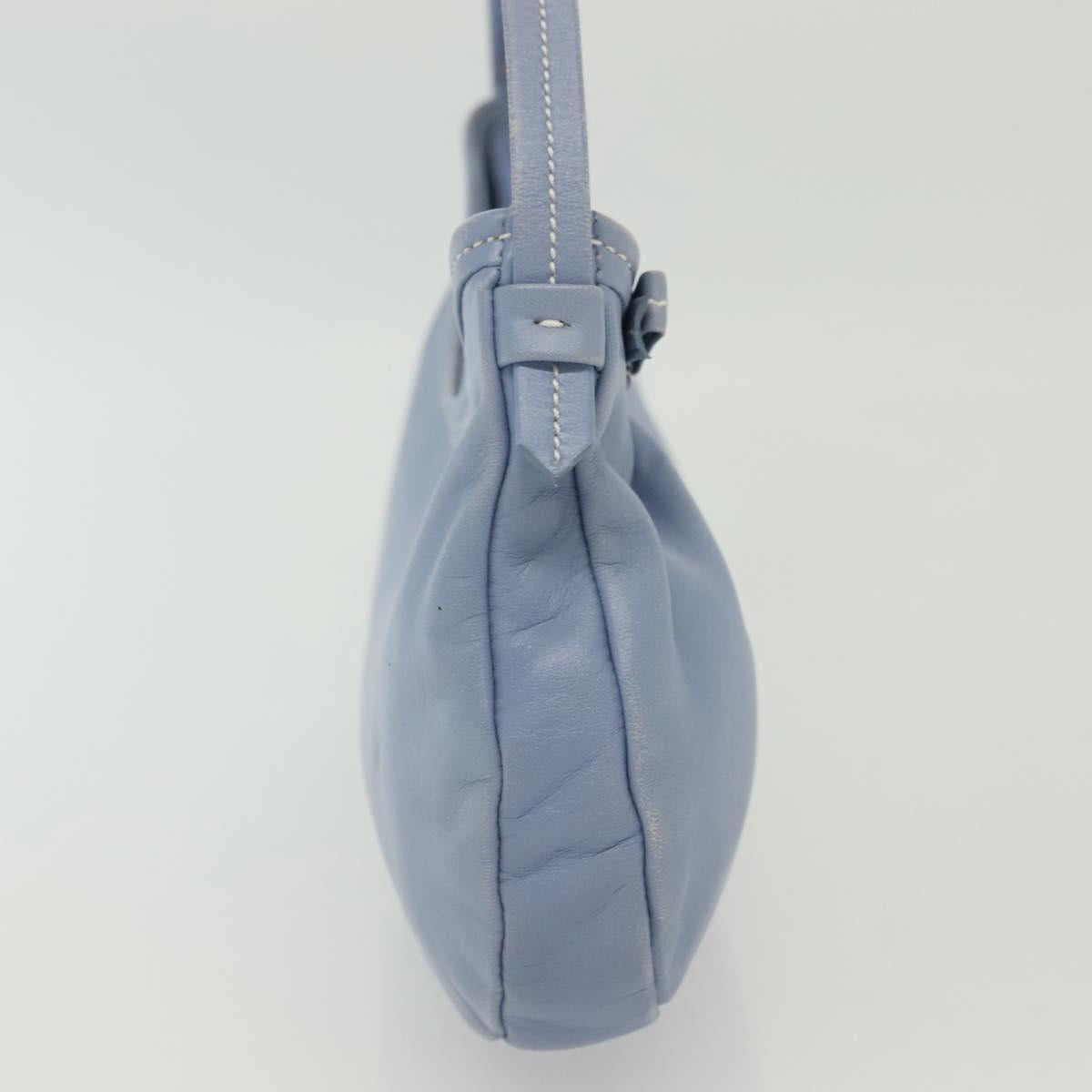 Salvatore Ferragamo Vala Shoulder Bag Leather Light Blue Silver Auth 137289