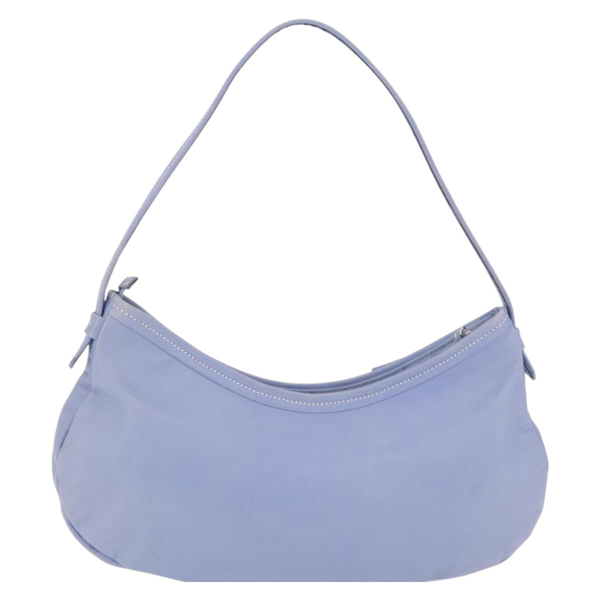 Salvatore Ferragamo Vala Shoulder Bag Leather Light Blue Silver Auth 137289