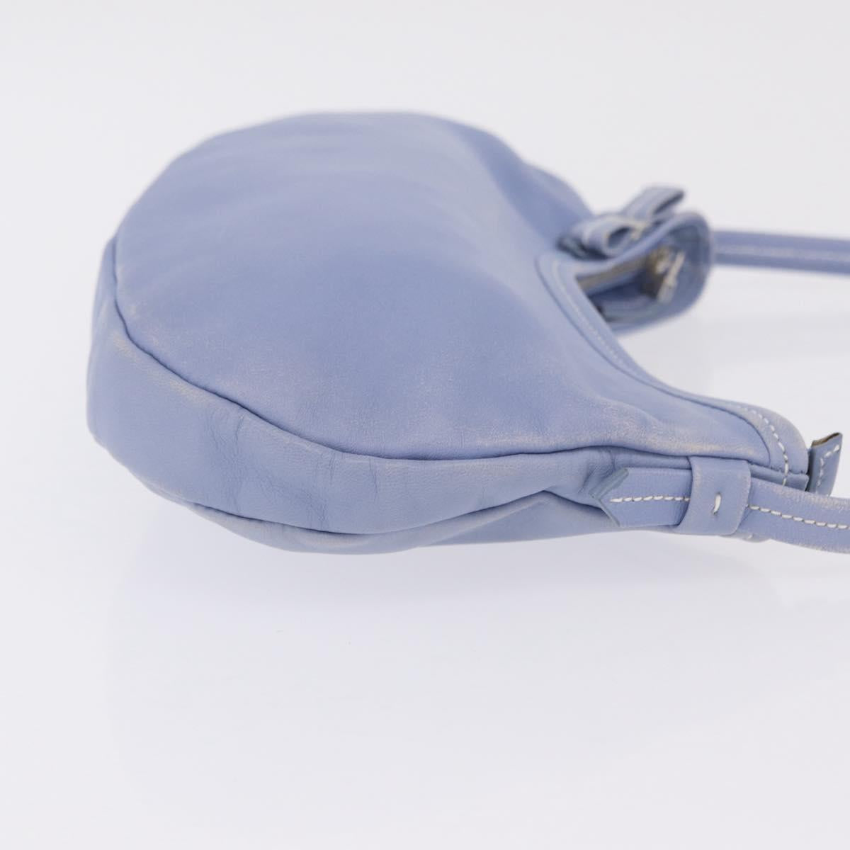 Salvatore Ferragamo Vala Shoulder Bag Leather Light Blue Silver Auth 137289