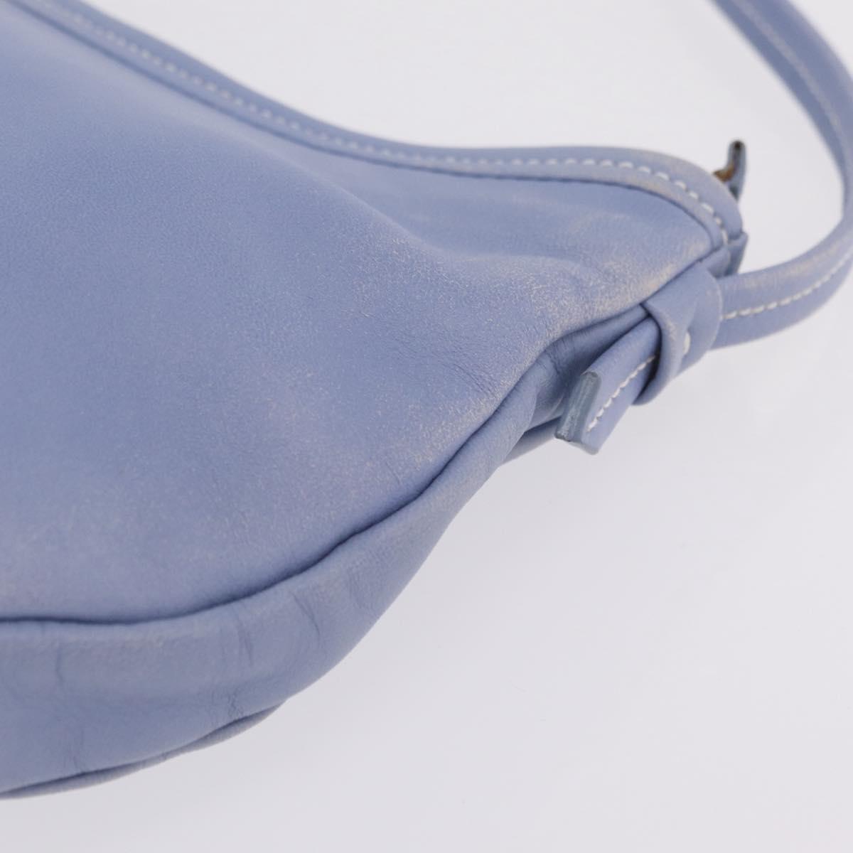 Salvatore Ferragamo Vala Shoulder Bag Leather Light Blue Silver Auth 137289