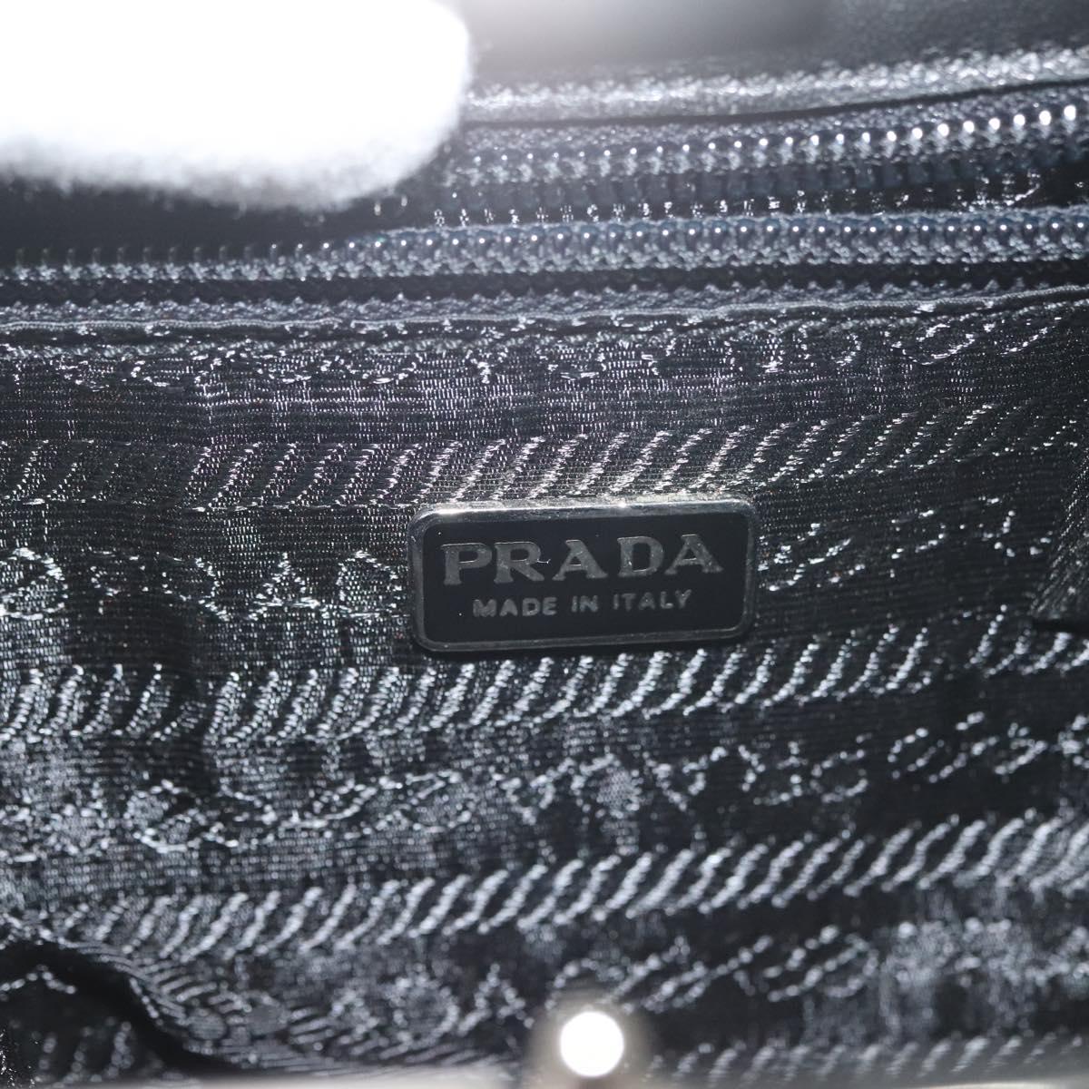 PRADA Shoulder Bag Nylon Leather Black Silver Auth 137290