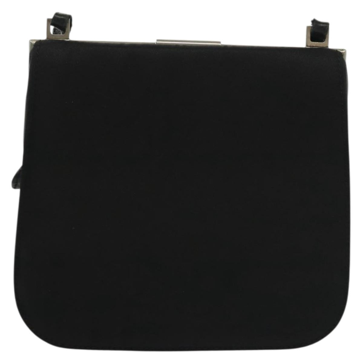 PRADA Shoulder Bag Nylon Leather Black Silver Auth 137290