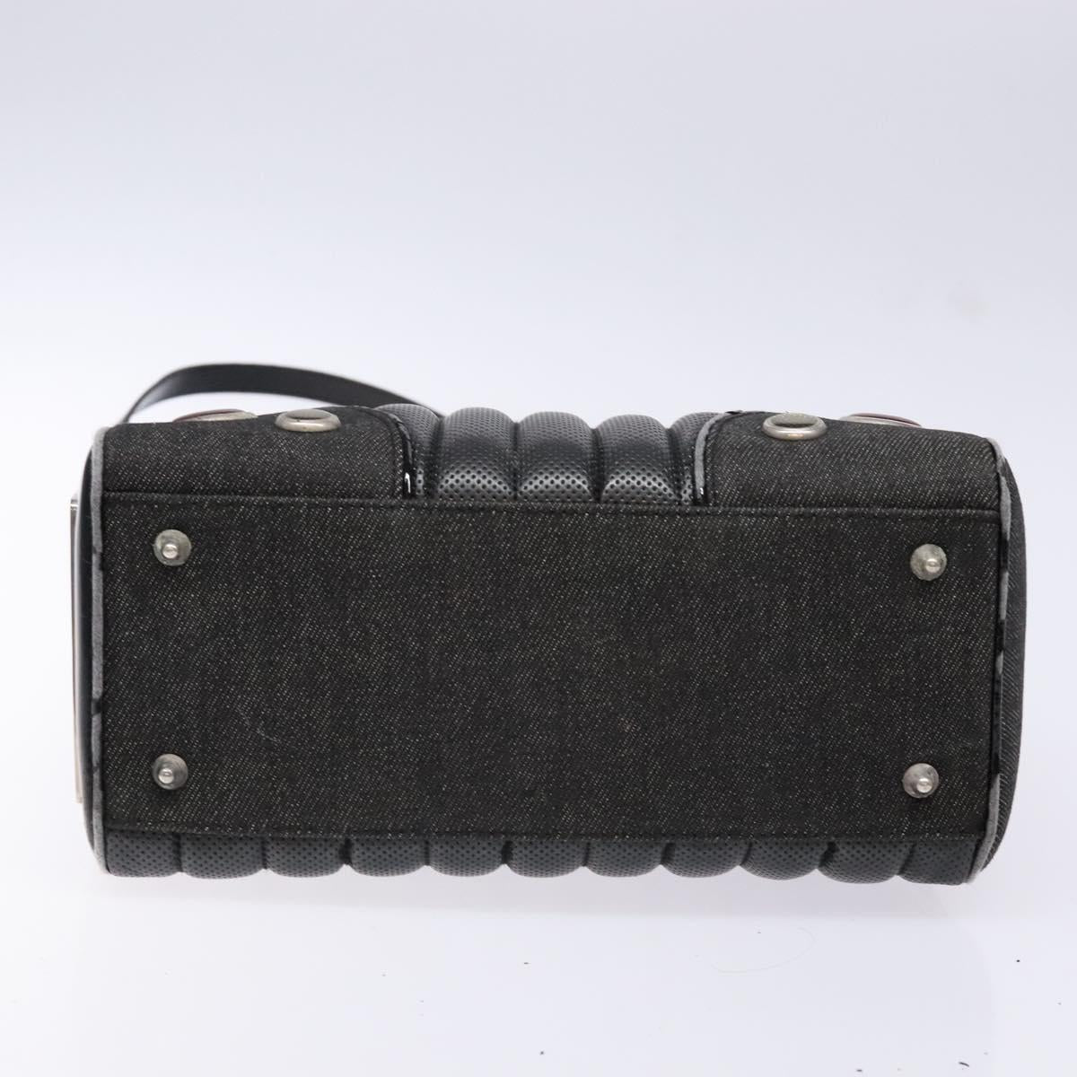 Christian Dior Montaigne Hand Bag Canvas Leather 2way Black Silver Auth 137291