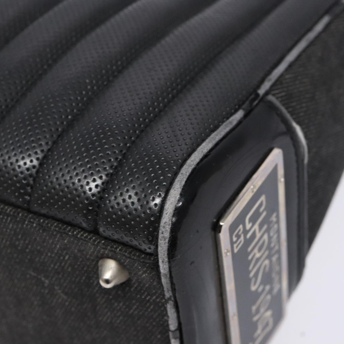 Christian Dior Montaigne Hand Bag Canvas Leather 2way Black Silver Auth 137291