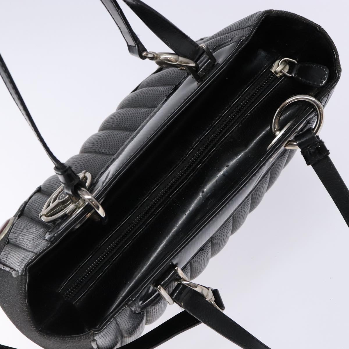 Christian Dior Montaigne Hand Bag Canvas Leather 2way Black Silver Auth 137291