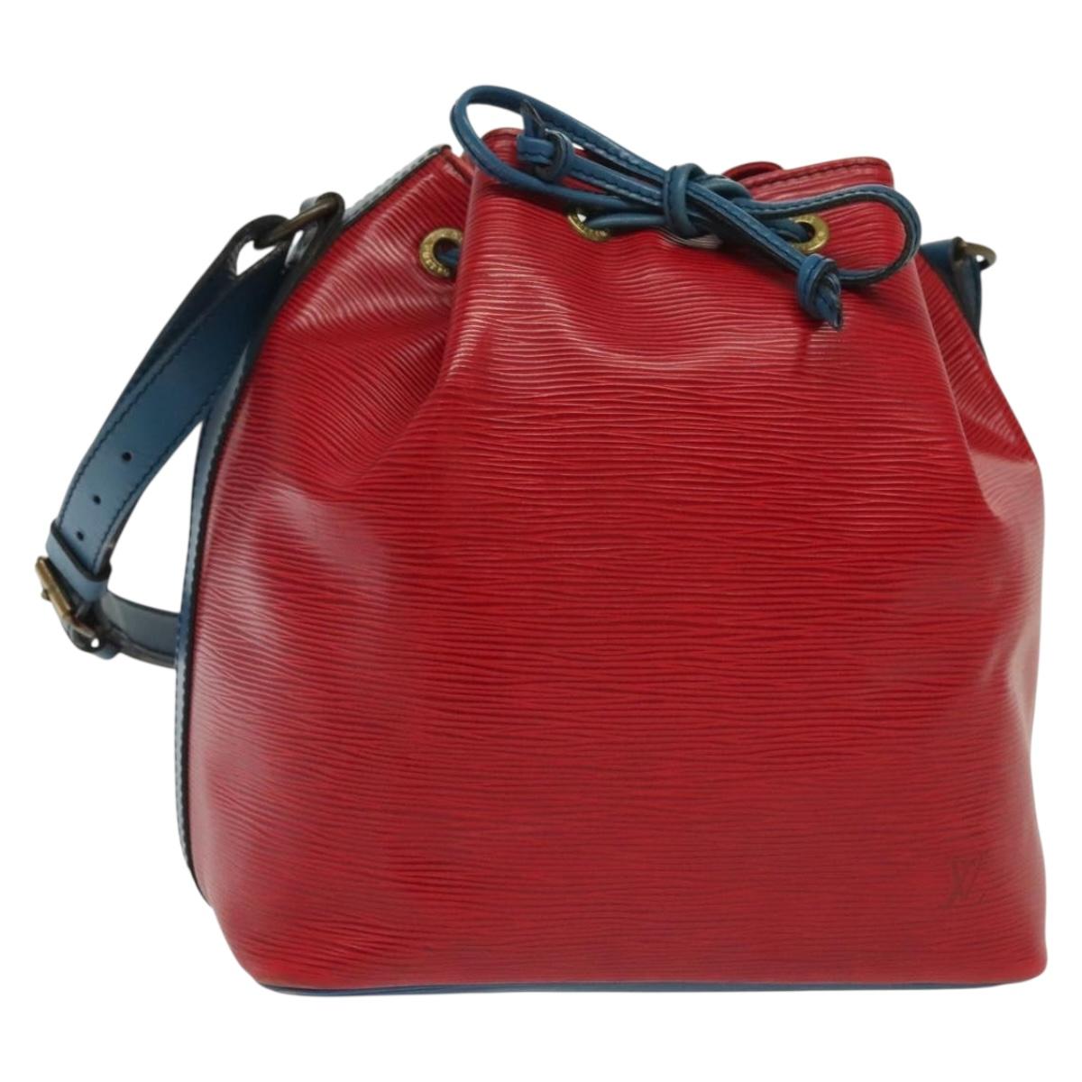 LOUIS VUITTON Epi Petit Noe Shoulder Bag Castilian Red Blue LV Auth 137359