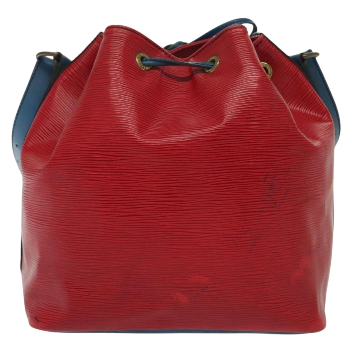 LOUIS VUITTON Epi Petit Noe Shoulder Bag Castilian Red Blue LV Auth 137359