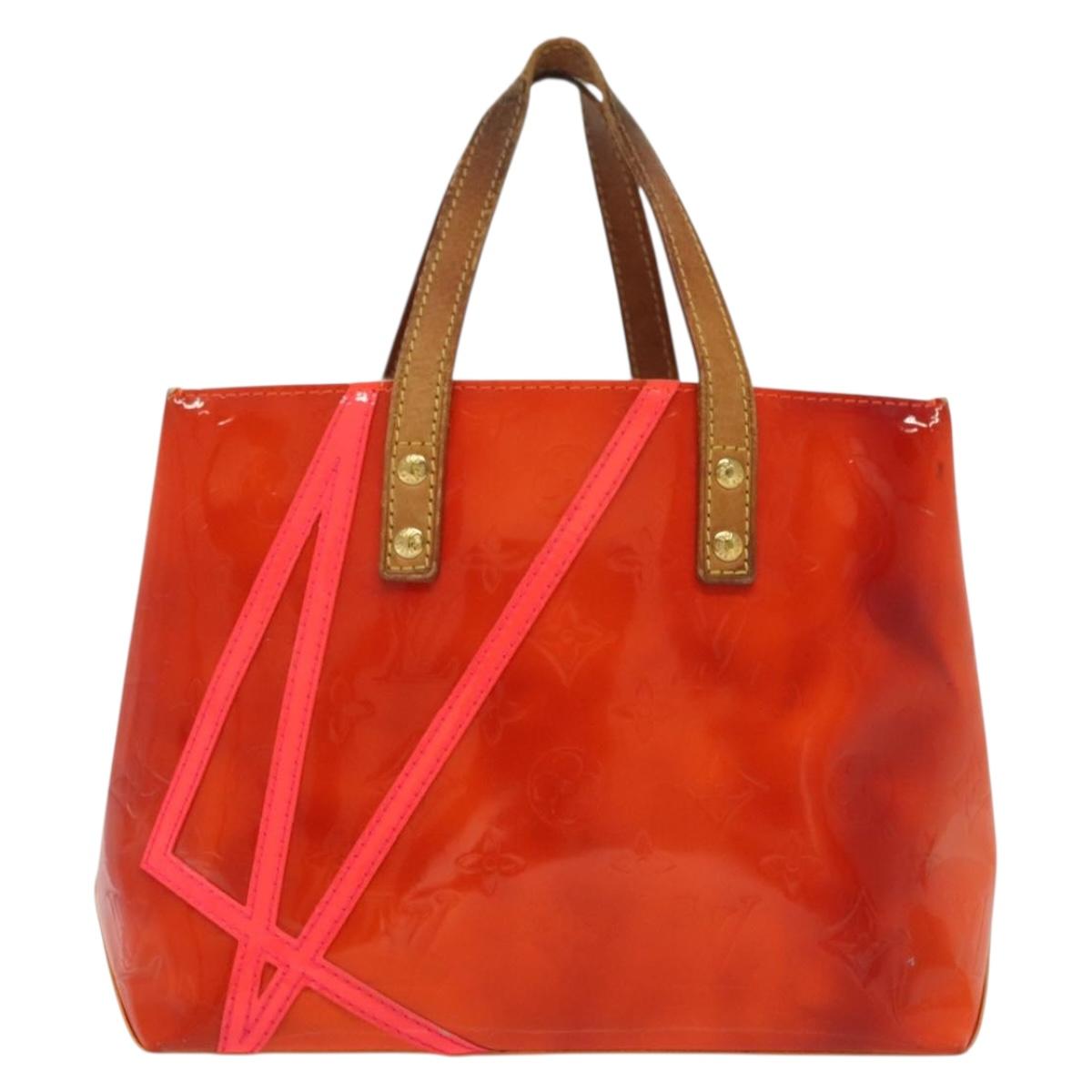 LOUIS VUITTON Monogram Vernis Fluo Reade PM Bag Pink Orange M91903 Auth 137397