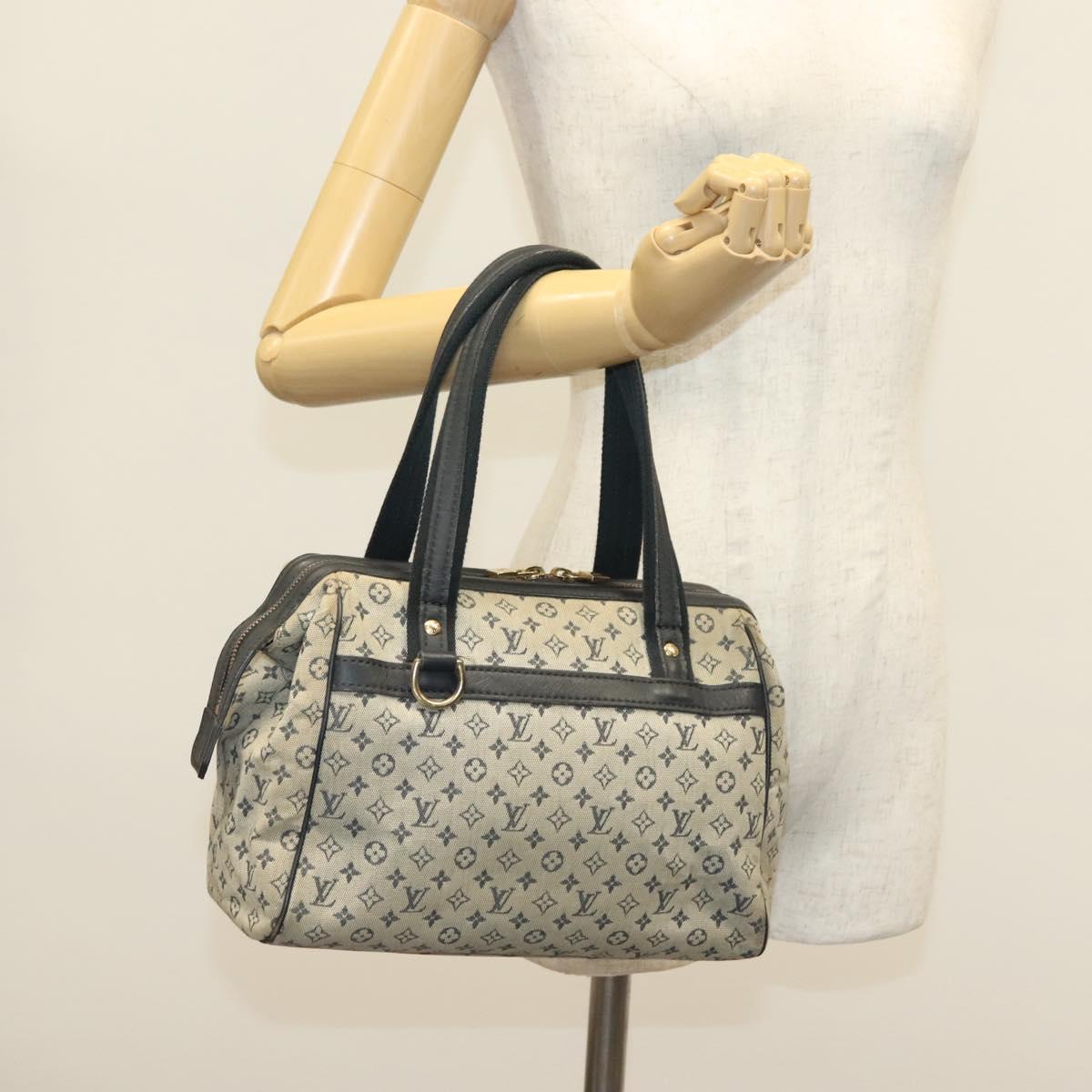 LOUIS VUITTON Monogram Mini Josephine PM Hand Bag Blue M92049 LV Auth 137405