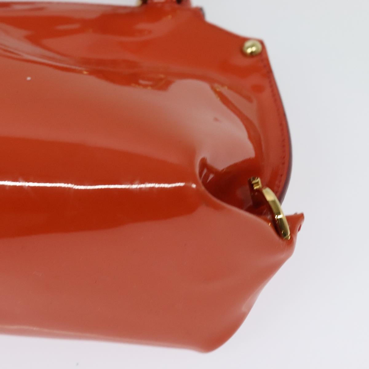 Salvatore Ferragamo Gancini Hand Bag Enamel 2way Orange Gold Auth 137418