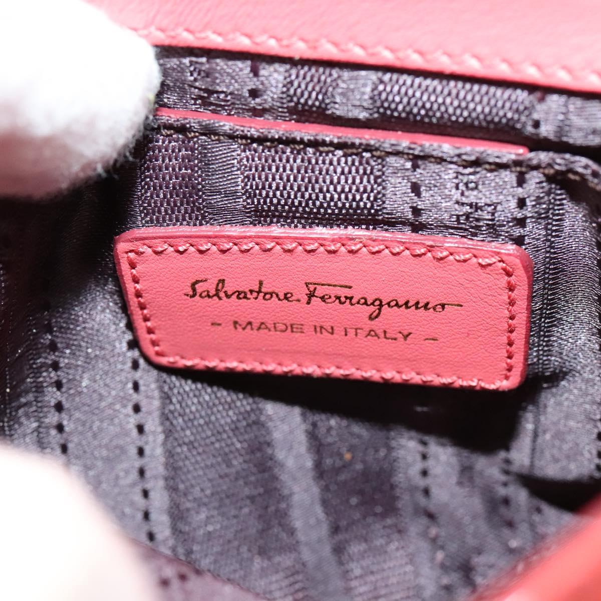 Salvatore Ferragamo Gancini Hand Bag Enamel 2way Orange Gold Auth 137418
